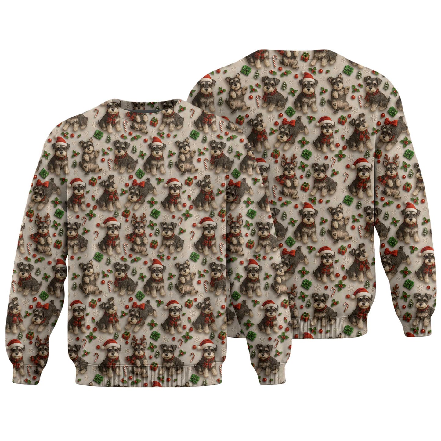 Santa Schnauzer Shirt Pattern Polo, Cute Schnauzer Christmas Shirt, Funny Holiday Schnauzer T-Shirt