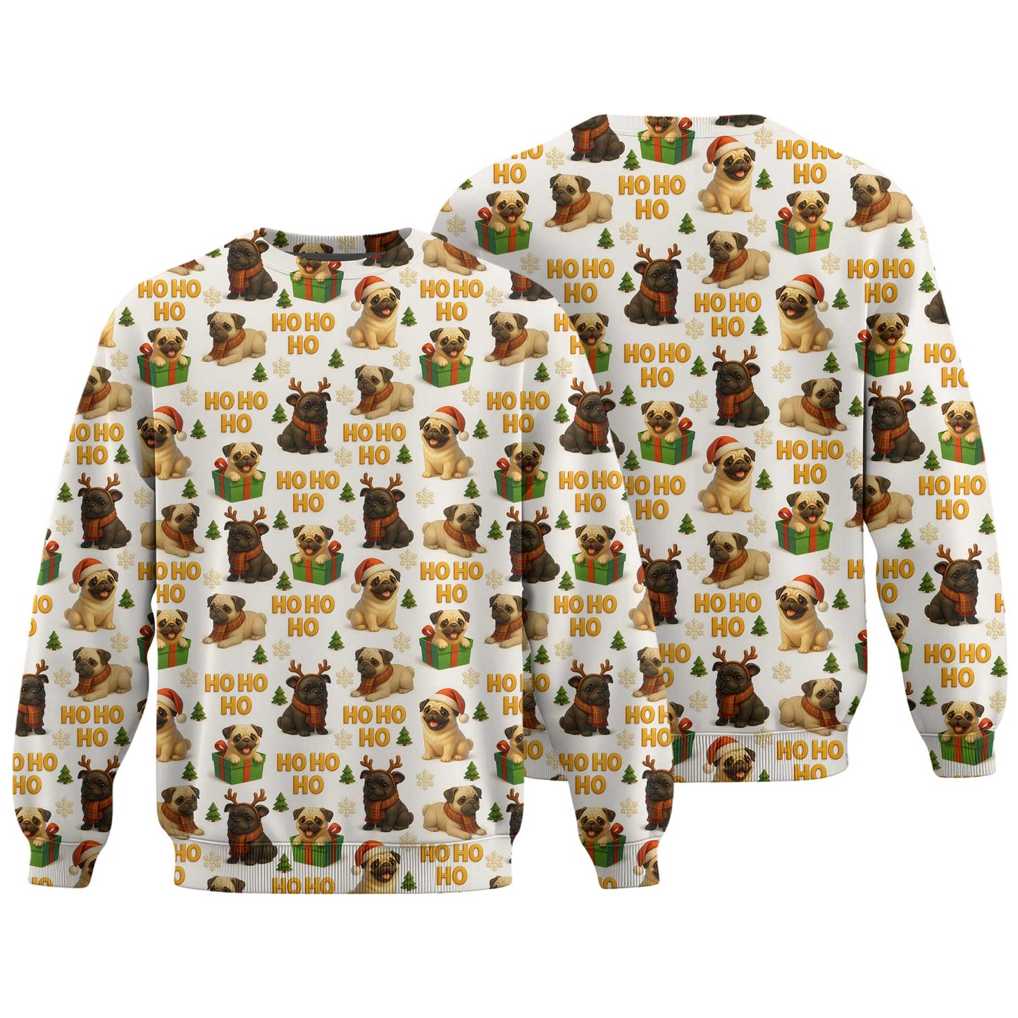 Cute Pug Santa Ho Ho Ho  Pattern Pug Polo, Funny Pug Shirt, Pug T Shirt