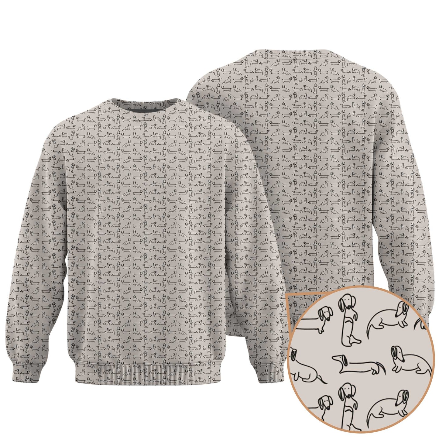 Dachshund T Shirt, Minimal Line Art Dachshund Pattern Polo, Wiener Dog T Shirt