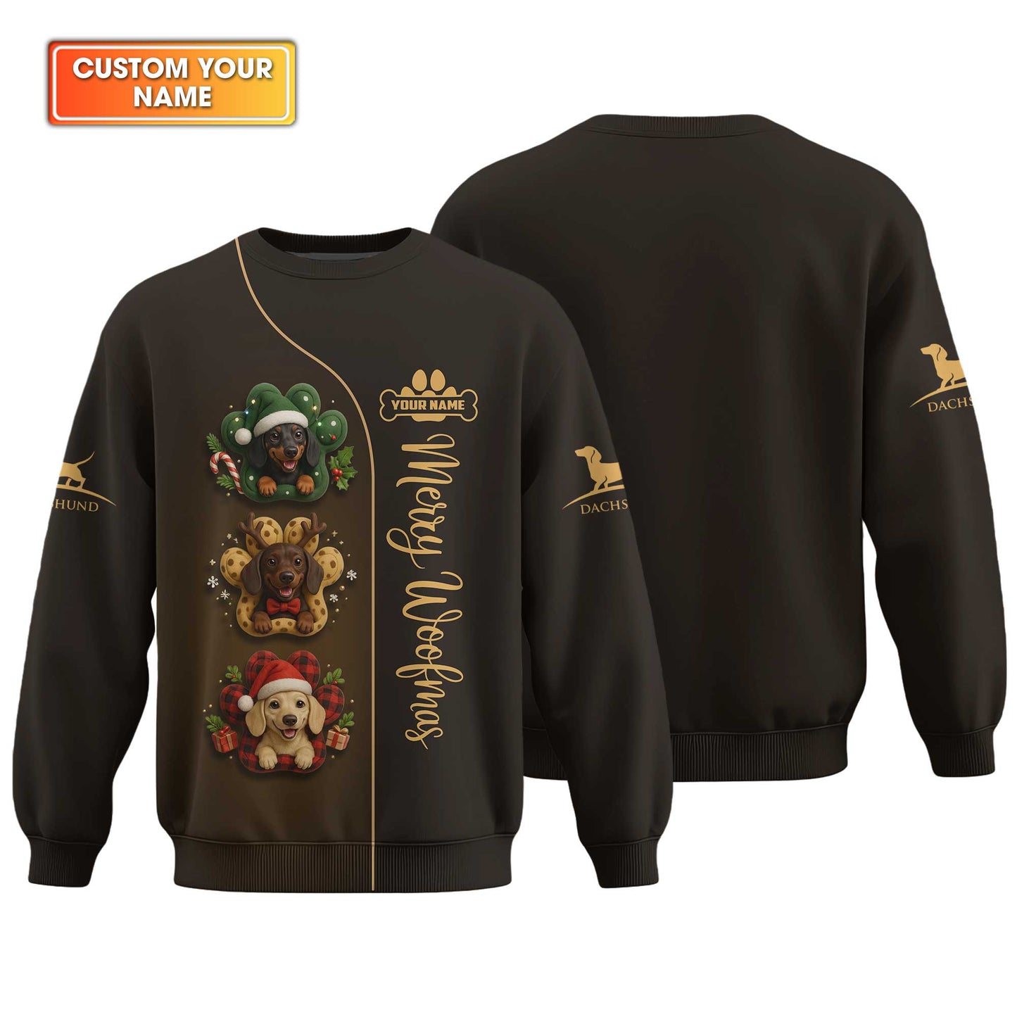 I Merry Woofmas Cute Dachshund Trio Hoodie, Dachshund Shirt, Wiener Dog T Shirt