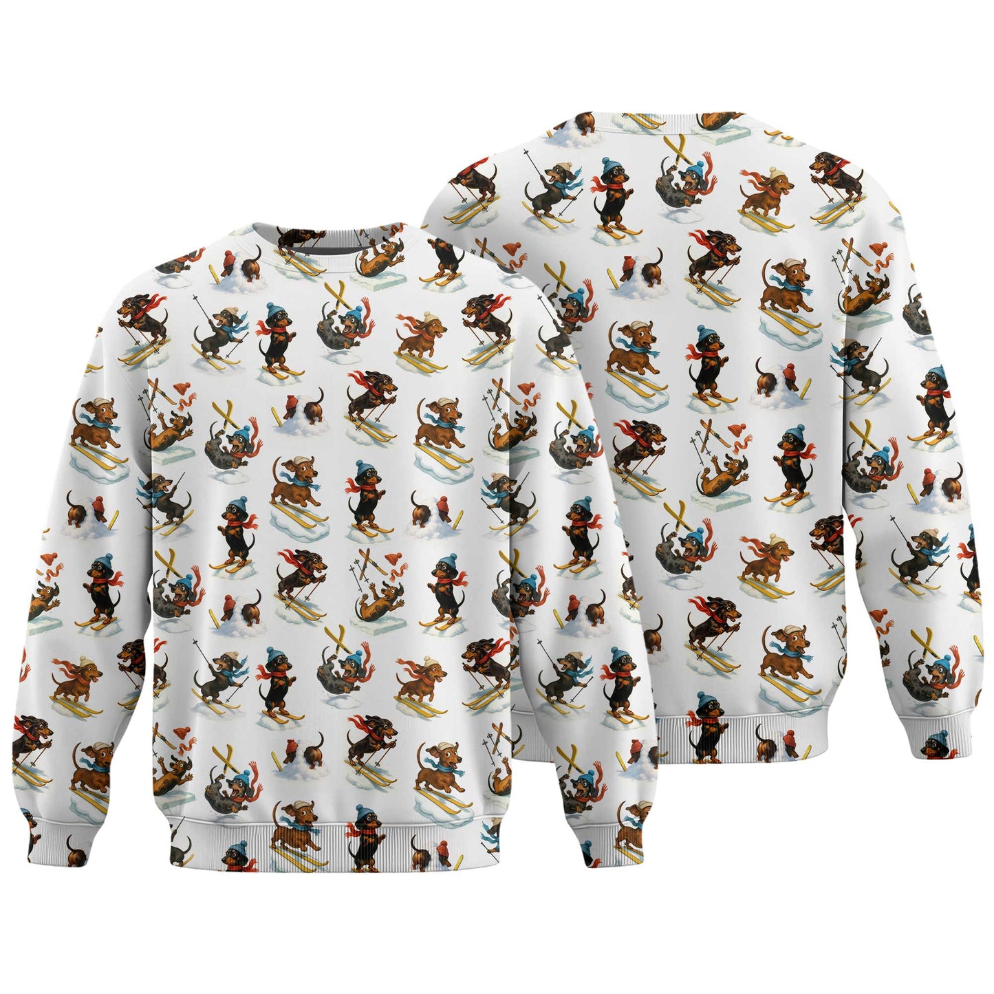 Skiing Funny Sausage Dog Snow Sport Tee For Christmas Season, Dachshund T Shirt, Wiener Dog T Shirt