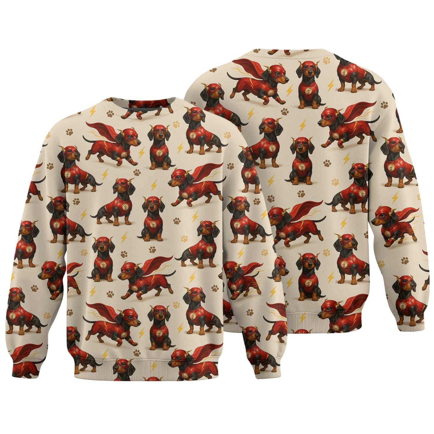 Superhero Red Cape Funny Flash Costume Pattern Polo, Cute Comic Style Top, Dachshund T Shirt, Wiener Dog T Shirt