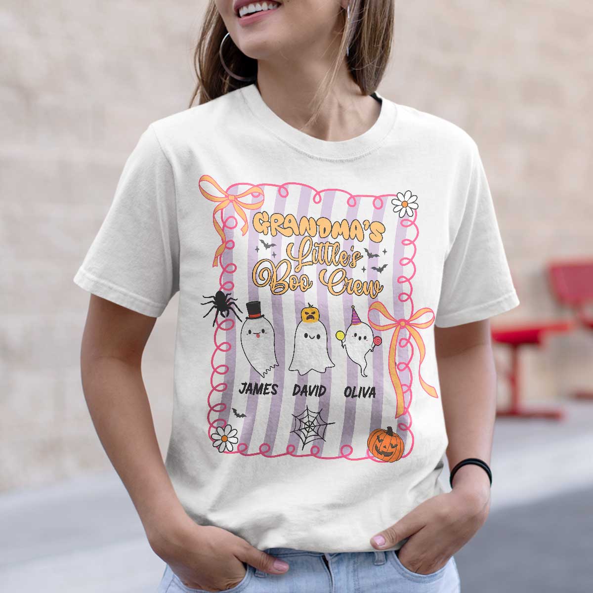 Grandma Little's Boo Crew - Funny Halloween Gift For Grandma - Personalized T-Shirt