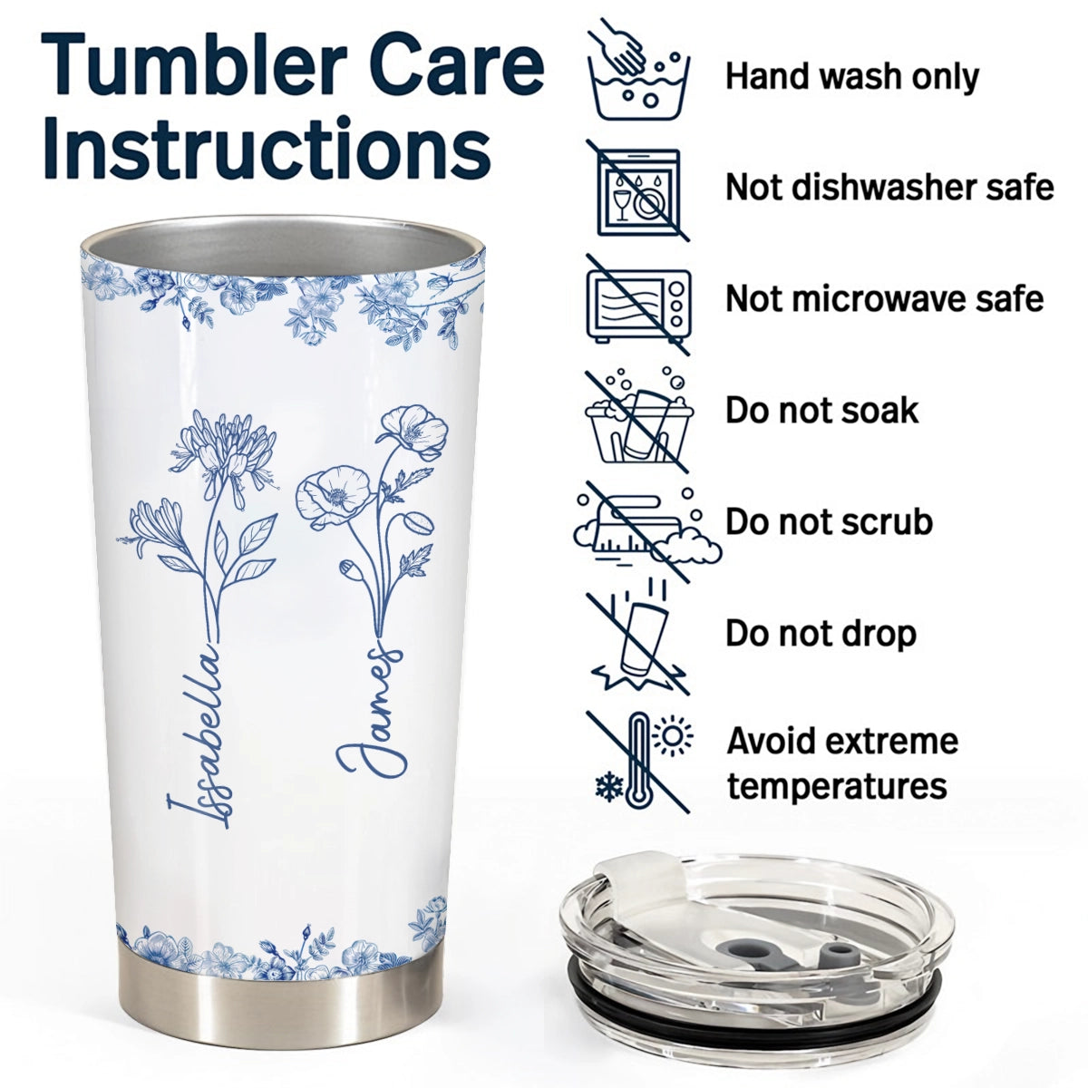 Unbiological Sister - Birth Flowers - Personalized Tumbler