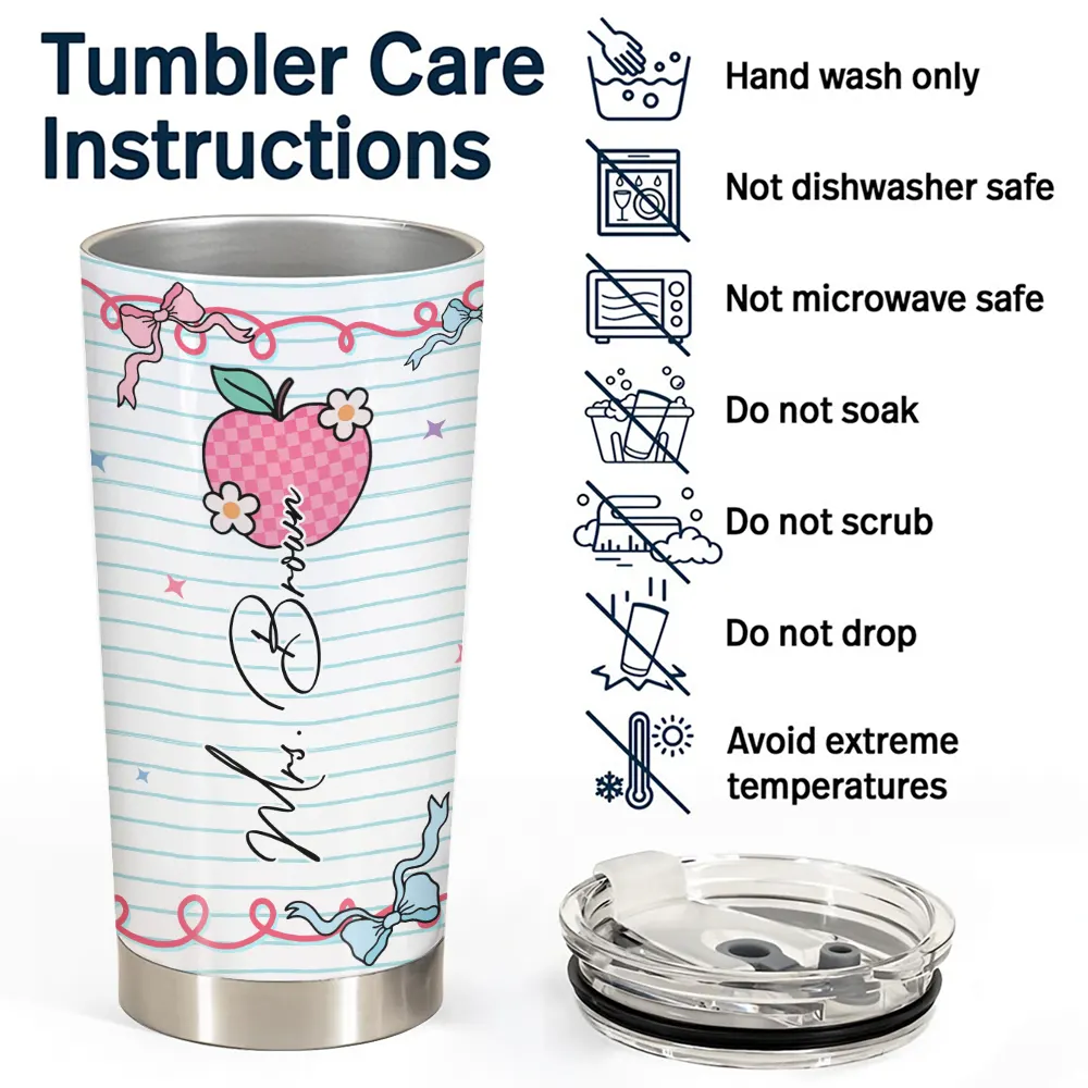 Custom Teachers Name Gift - Girly Coquette Style - Personalized Tumbler