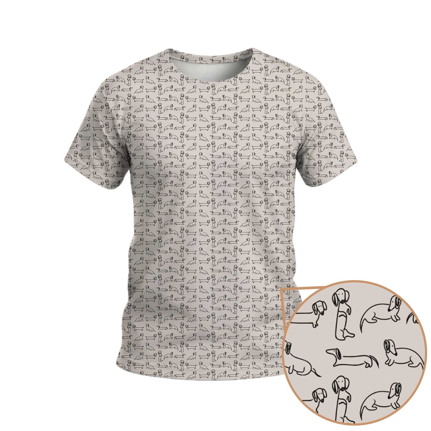 Dachshund T Shirt, Minimal Line Art Dachshund Pattern Polo, Wiener Dog T Shirt