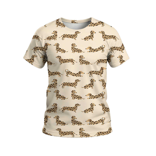 Leopard Print Pattern Cozy Polo, Dachshund Sweatshirt, T Shirts For Dachshunds