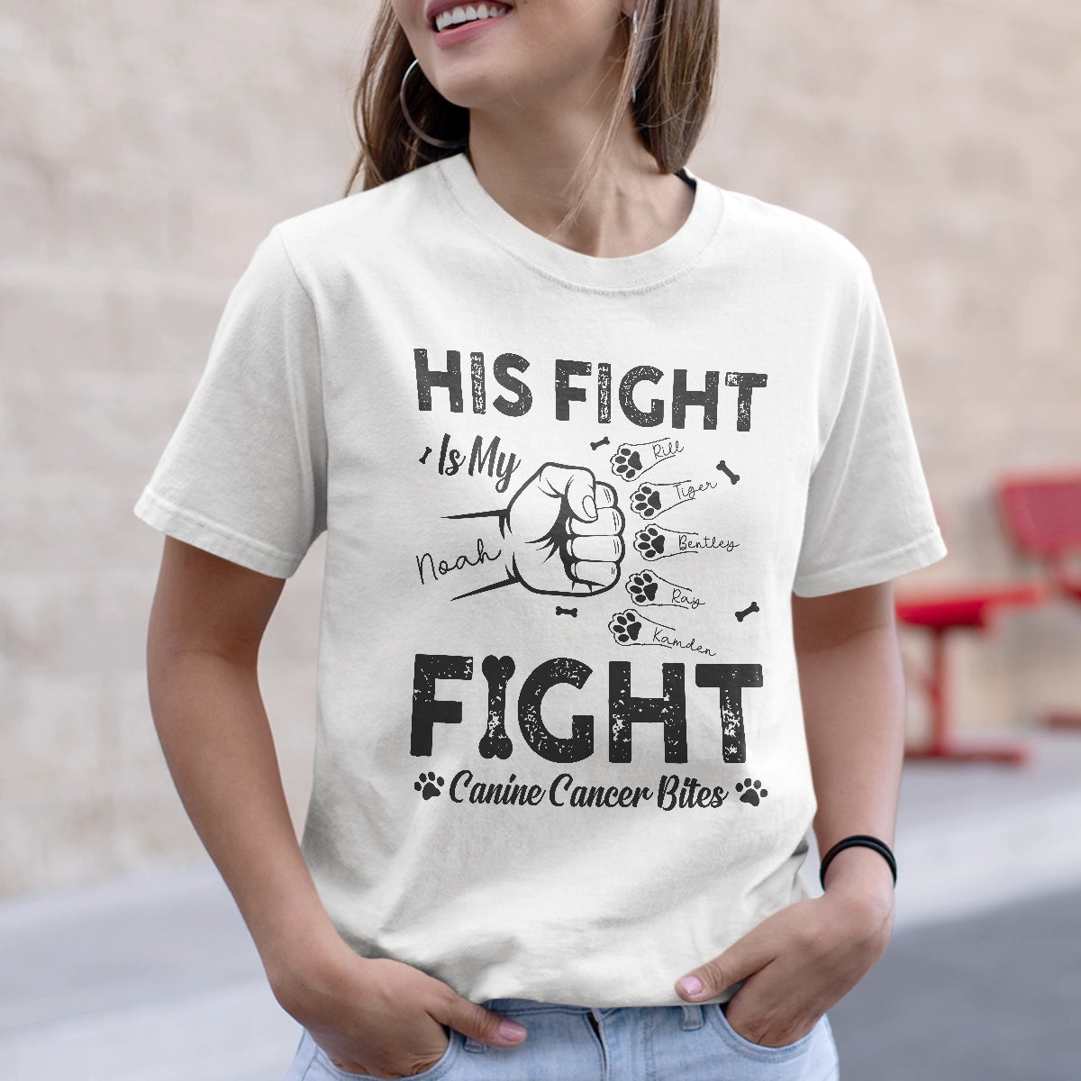 Dog Canine Cancer - His Fight Is My Fight - Personalized T-Shirt
