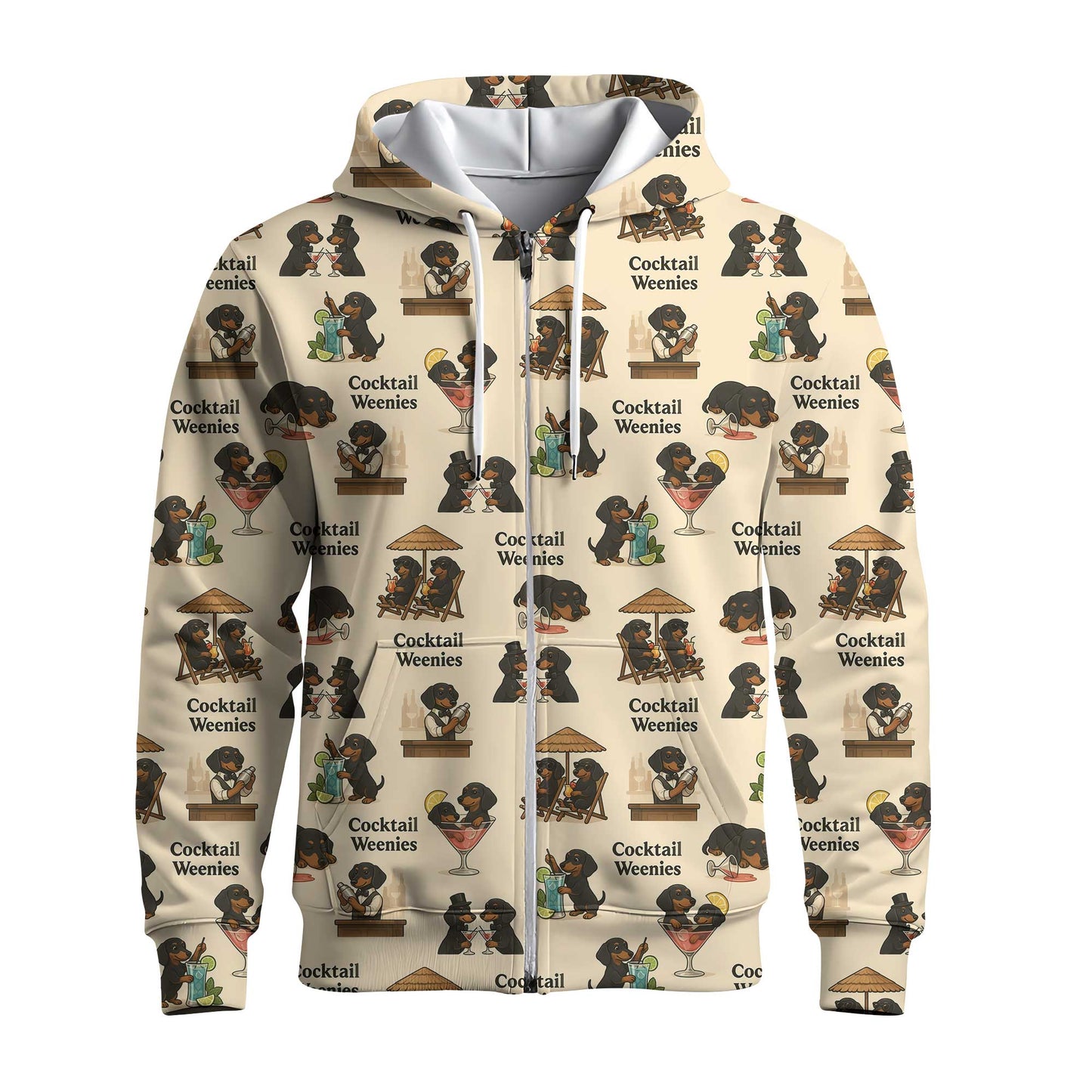 Cocktail Dachshund Pattern Lightweight Polo, Wiener Dog T Shirt, Dachshund Sweatshirt