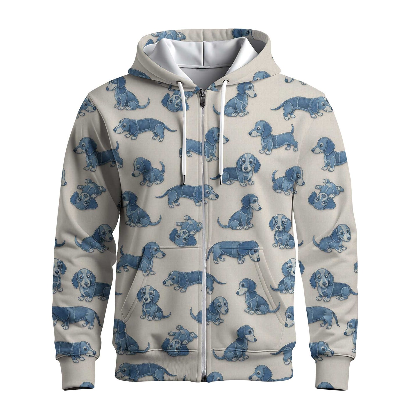 Playful Blue Dog Pattern Hawaiian Style, Wiener Dog T Shirt, Dachshund Shirt