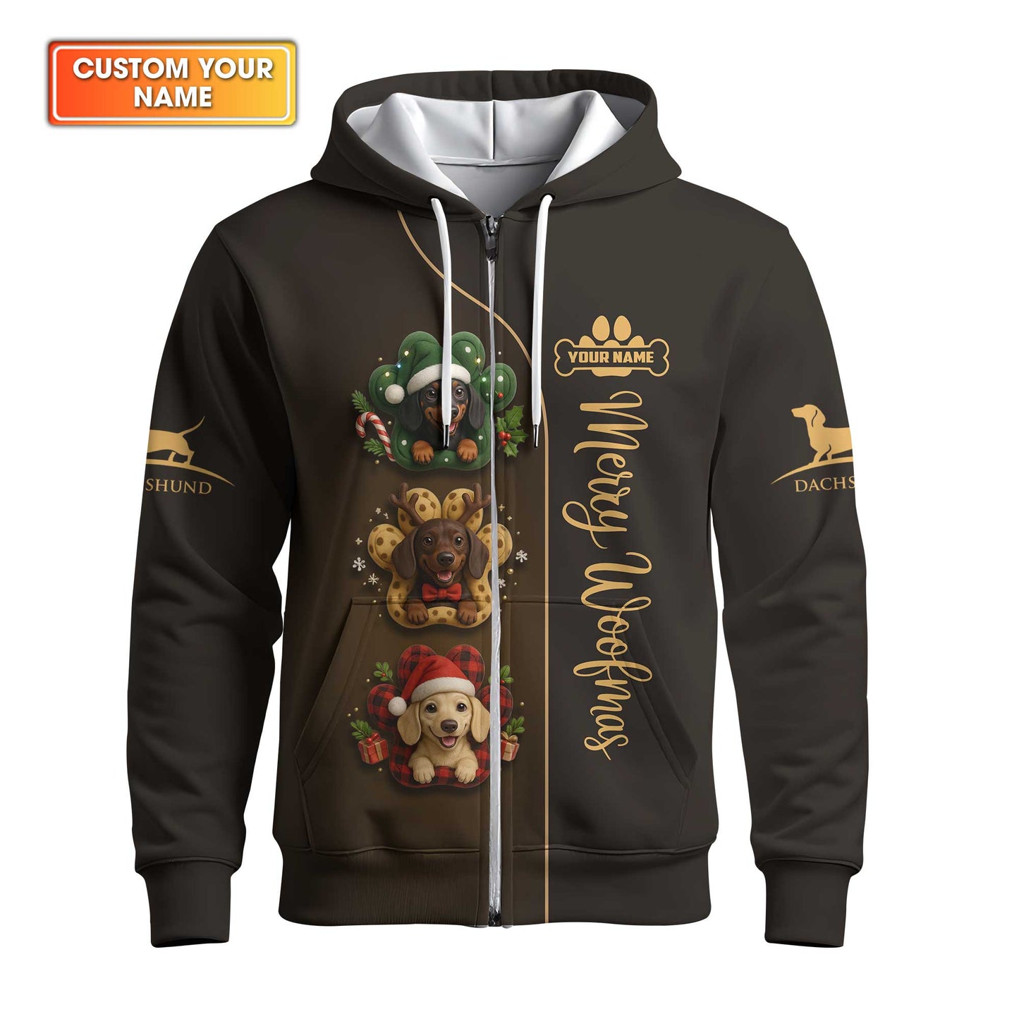 I Merry Woofmas Cute Dachshund Trio Hoodie, Dachshund Shirt, Wiener Dog T Shirt