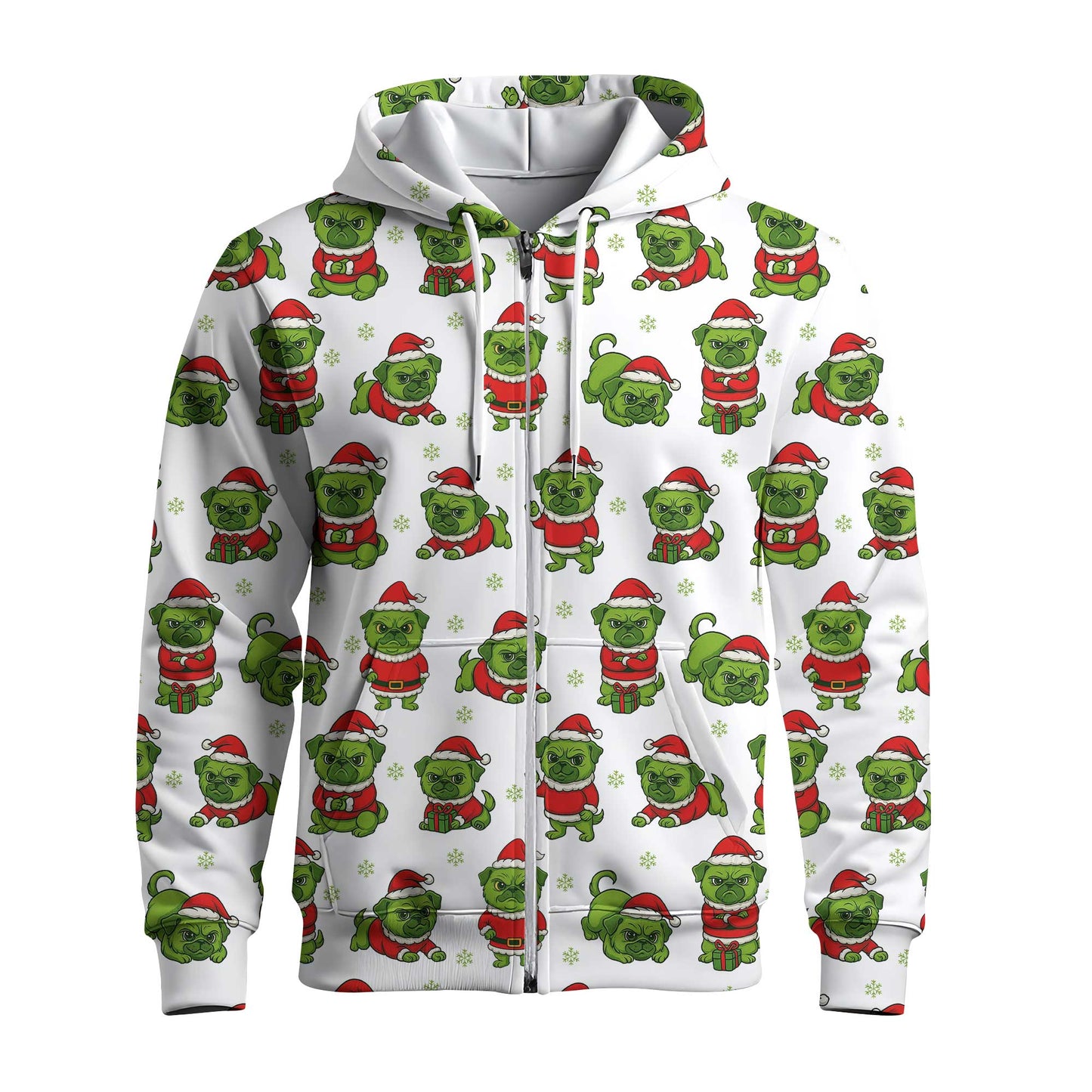 Grinch Pug Christmas White Hoodie, Funny Pug Shirt,  Pugrinch Pattern Shirts