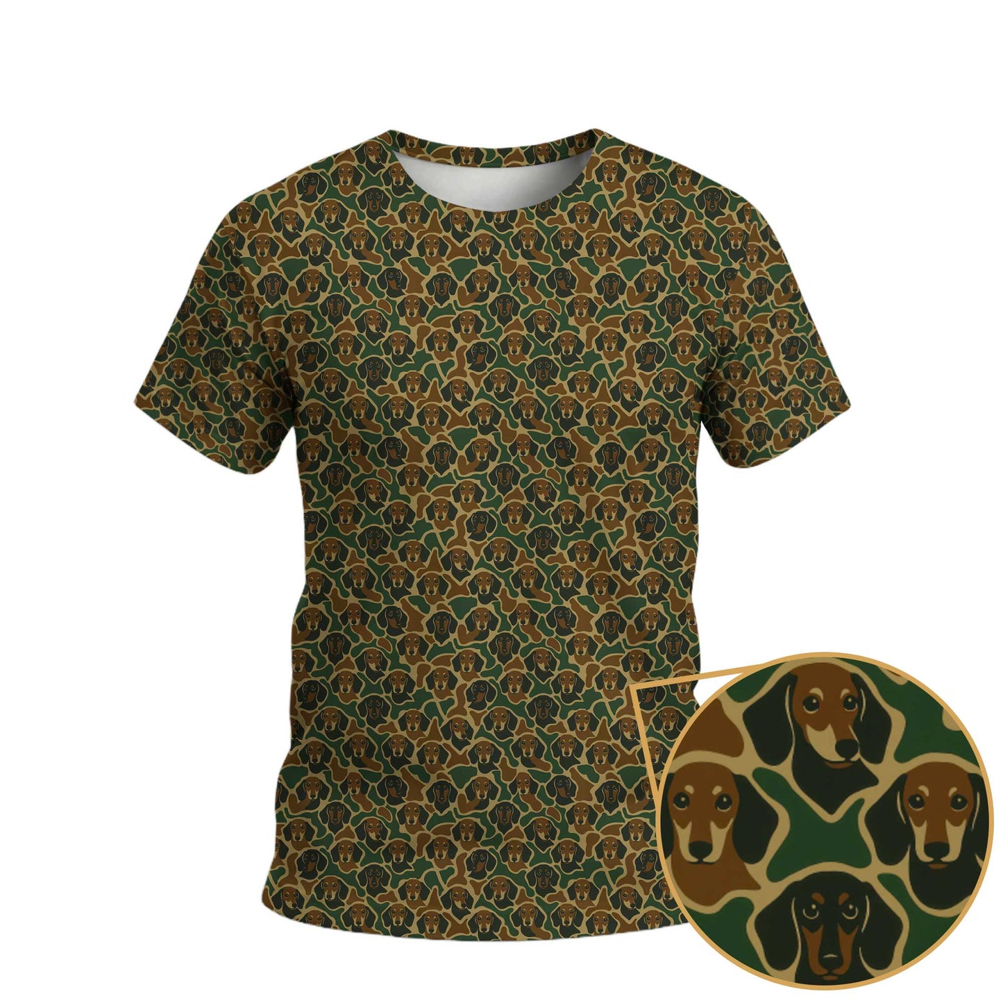 Camo Dachshund Pattern Polos , Weenie Dog Shirt, Dog Lover Gift