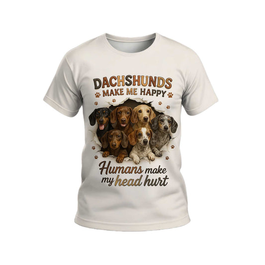 Dachshunds Make Me Happy, Dachshund Shirt, Weiner Dog Shirts, T Shirts For Dachshunds
