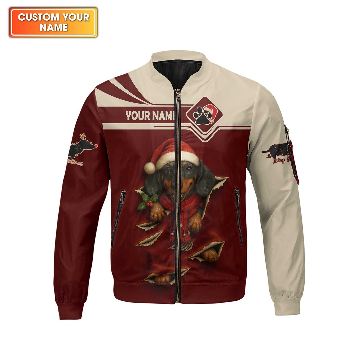 Festive Dachshund Breakthrough Hoodie, Personalized Dachshund Shirt, Wiener Dog T Shirt