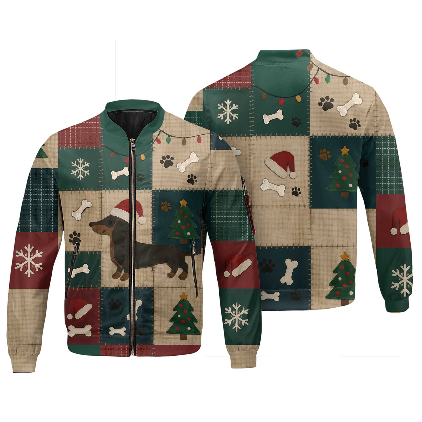Dachshund Christmas Shirt With Santa Hat And Patchwork Design, Wiener Dog Holiday Shirt, Festive Dog Lover Tee