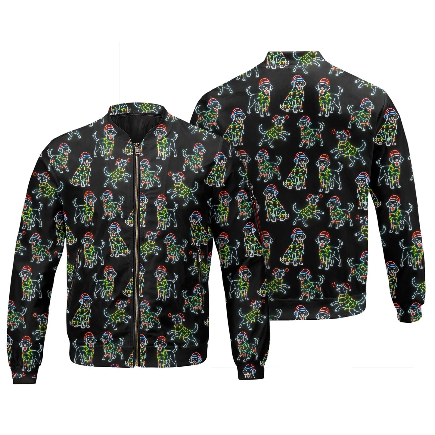 Colorful Neon Labrador Santa Christmas Black Polo, Christmas Labrador T Shirt, Labrador Dog Shirt