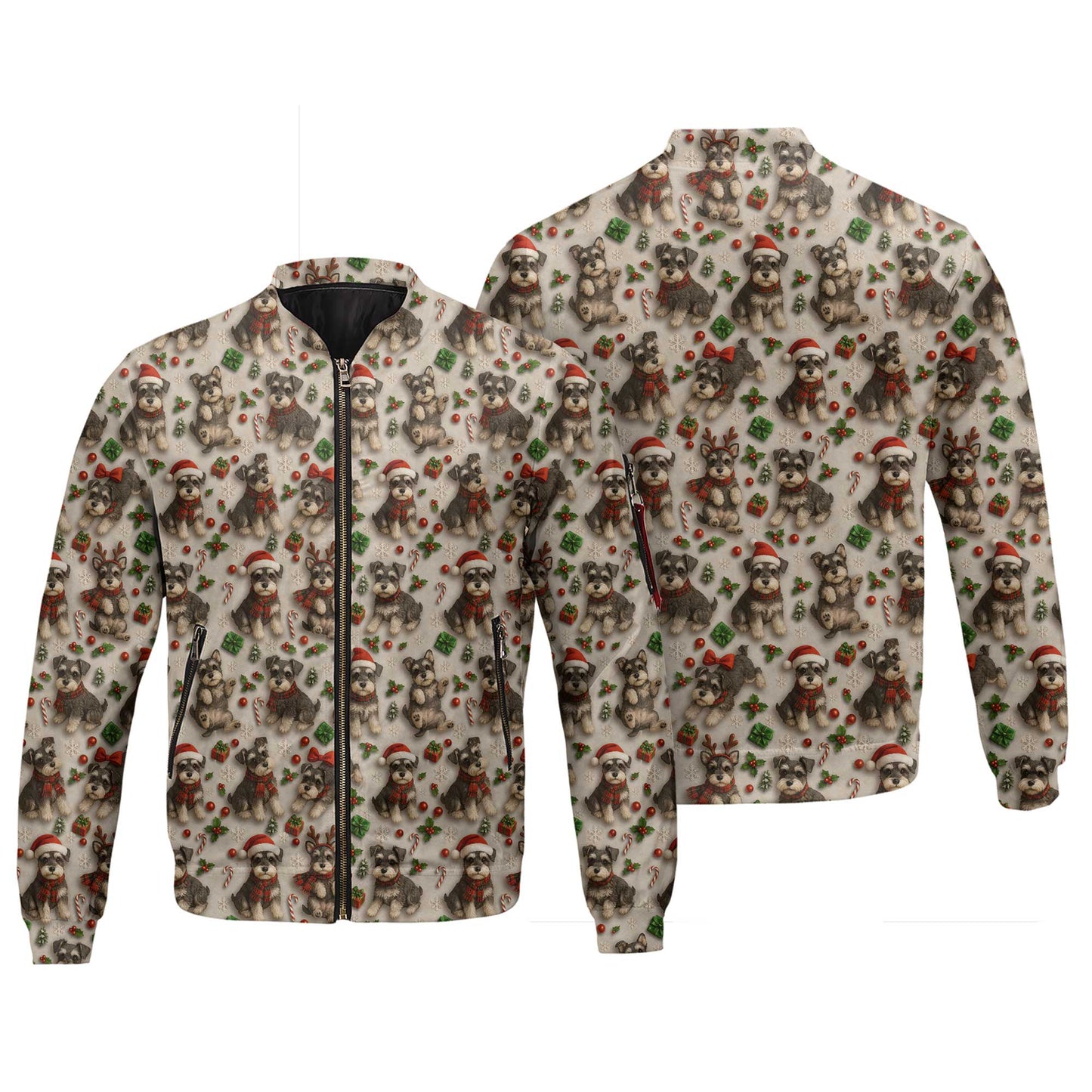 Santa Schnauzer Shirt Pattern Polo, Cute Schnauzer Christmas Shirt, Funny Holiday Schnauzer T-Shirt