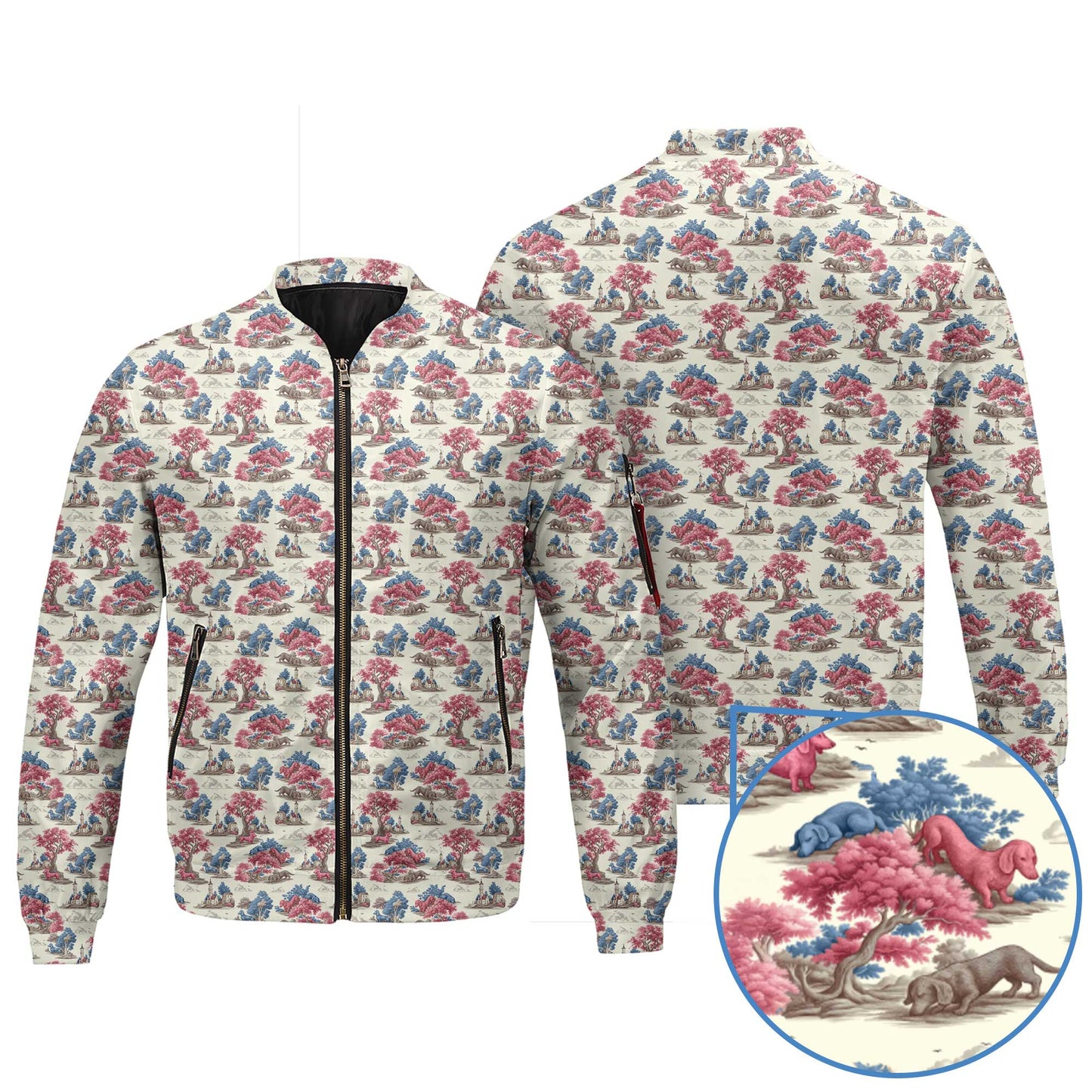 Vintage Toile Forest Pattern Polo, Dachshund Shirt, Wiener Dog T Shirts