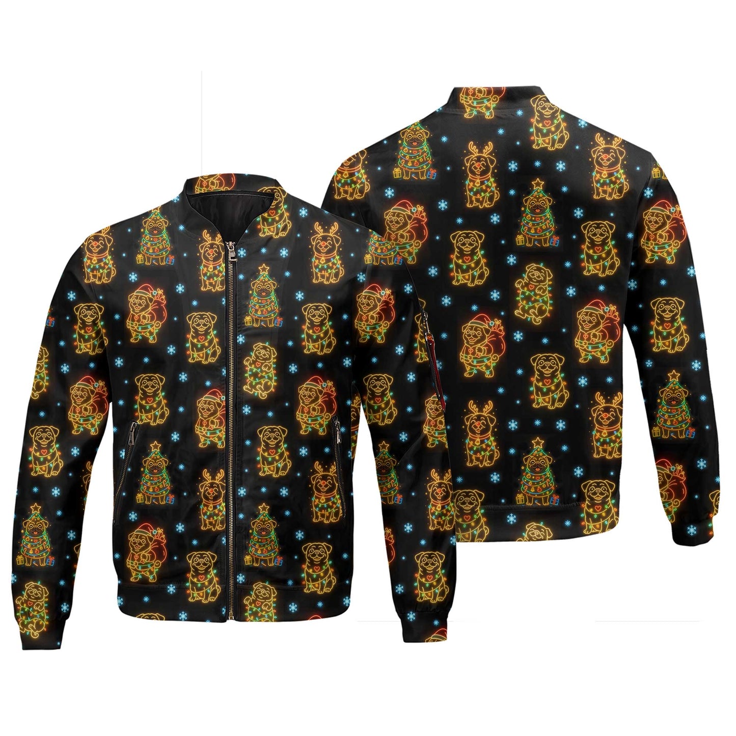 Funny Pug Holiday Lights Festive Xmas Pattern Polo, Christmas Pug Shirt, Corgi T Shirt