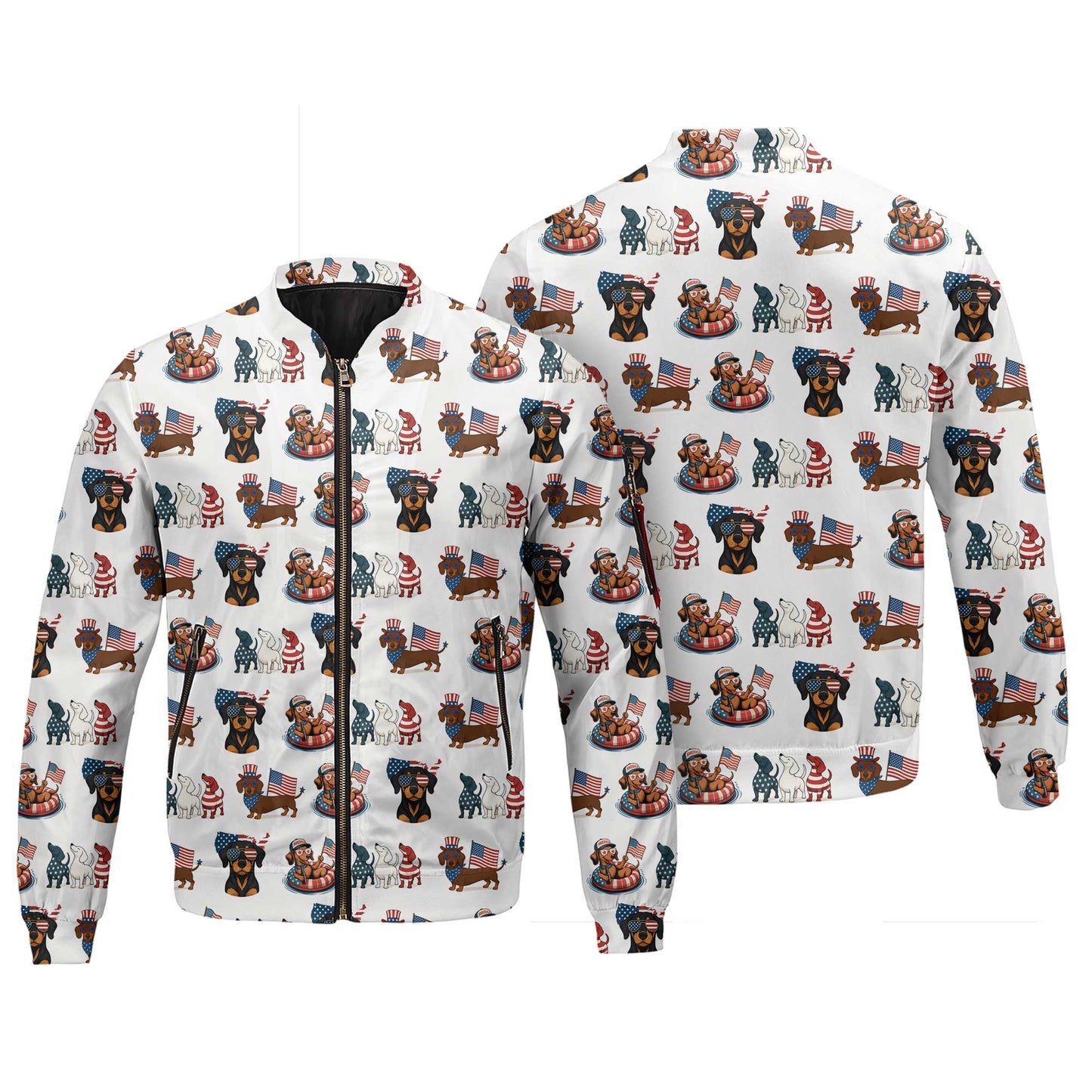 American Flag and Cute Dachshund Pattern Polo, Dachshund Shirt, Wiener Dog T Shirt