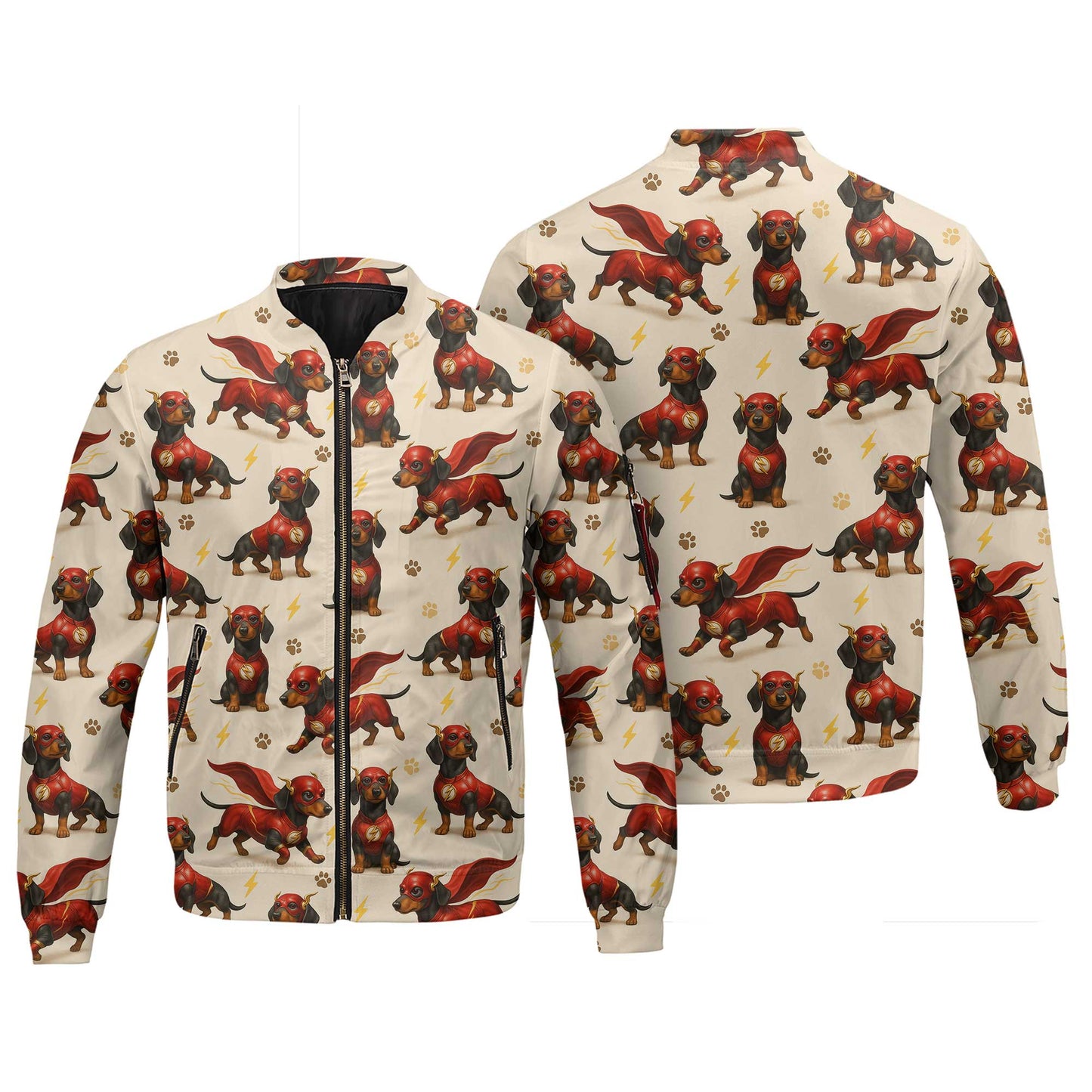 Superhero Red Cape Funny Flash Costume Pattern Polo, Cute Comic Style Top, Dachshund T Shirt, Wiener Dog T Shirt