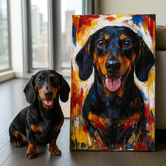 Colorful Dachshund Portrait Canvas Wall Art, Vibrant Dog Lover Home Décor