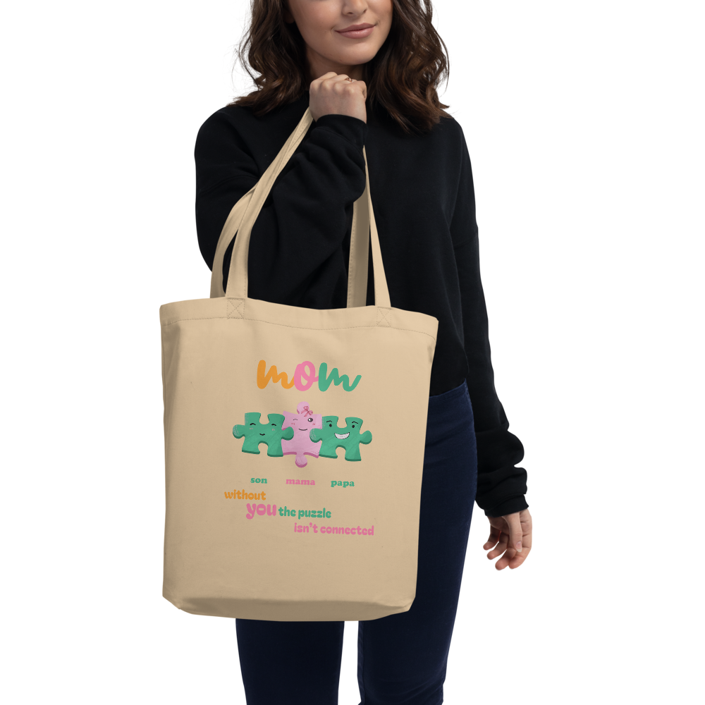 Personalized Mama Tote Bag – Organic Cotton Custom Puzzle Name Bag | Mother’s Day Gift Birthday Gift For Mom