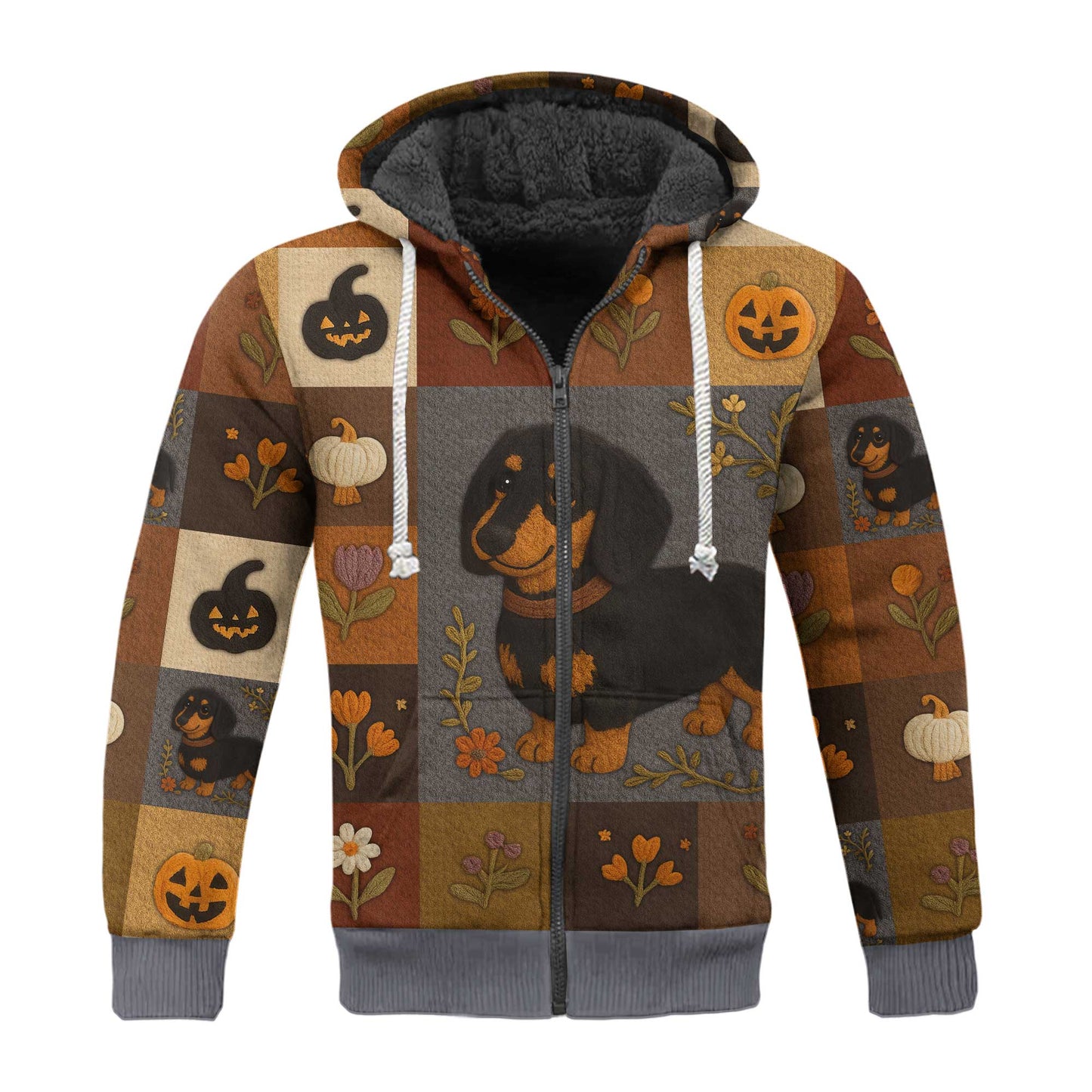 Pattern Polos For Spooky Season, Dachshund Halloween Shirt, Dachshund T Shirt - Autumn Floral Pumpkin