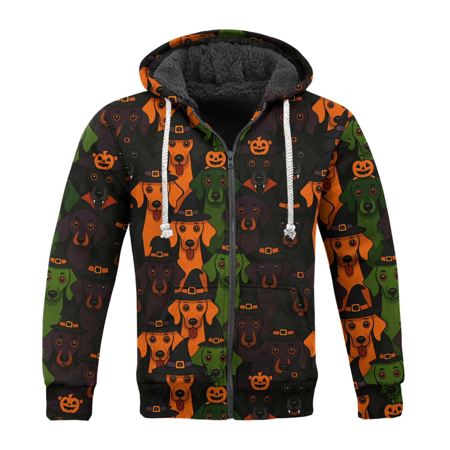 Weenie Dog Halloween With Witch Hat Print, Pattern Polos For Spooky Season, Dachshund Hoodie