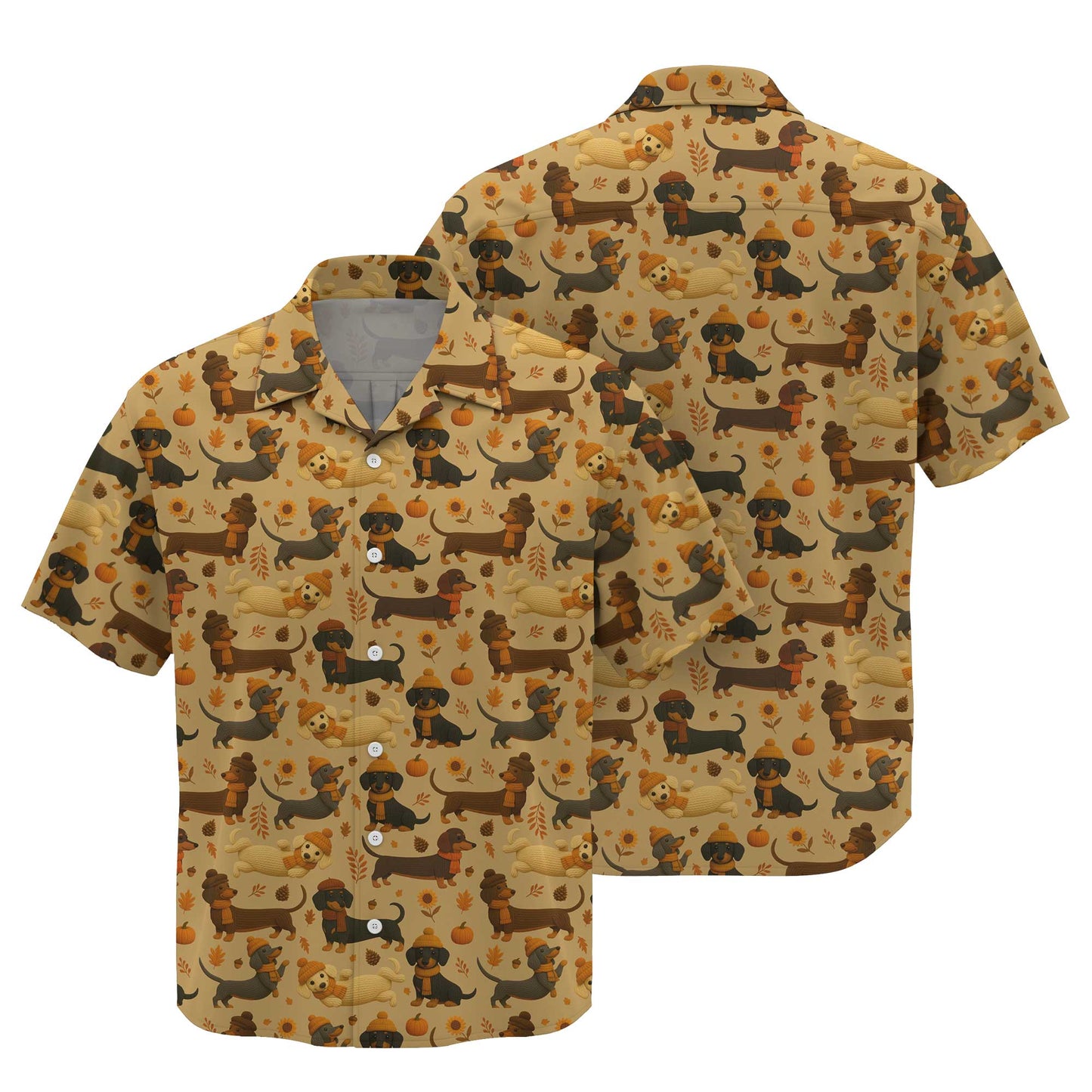 Fall Pattern Shirt, Dachshund Christmas Shirt, Weiner Dog Tee, Pattern Polos For Spooky Season