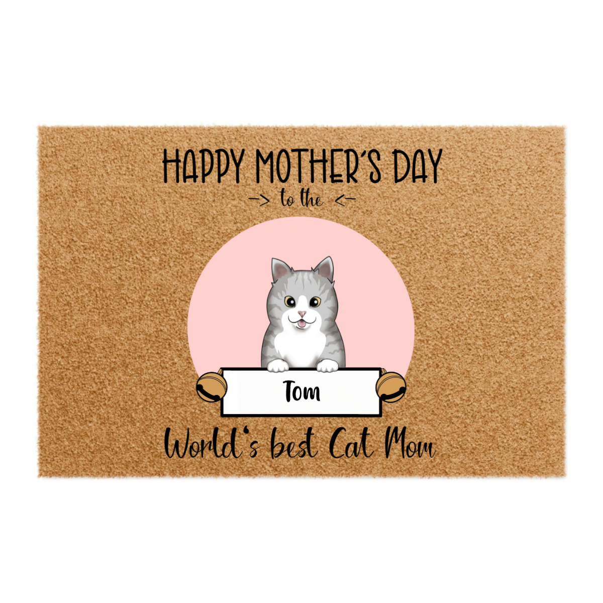 Happy Mother's Day To The World's Best Cat Mom - Personalized 100% Organic, Eco-friendly Doormat For Pet Moms