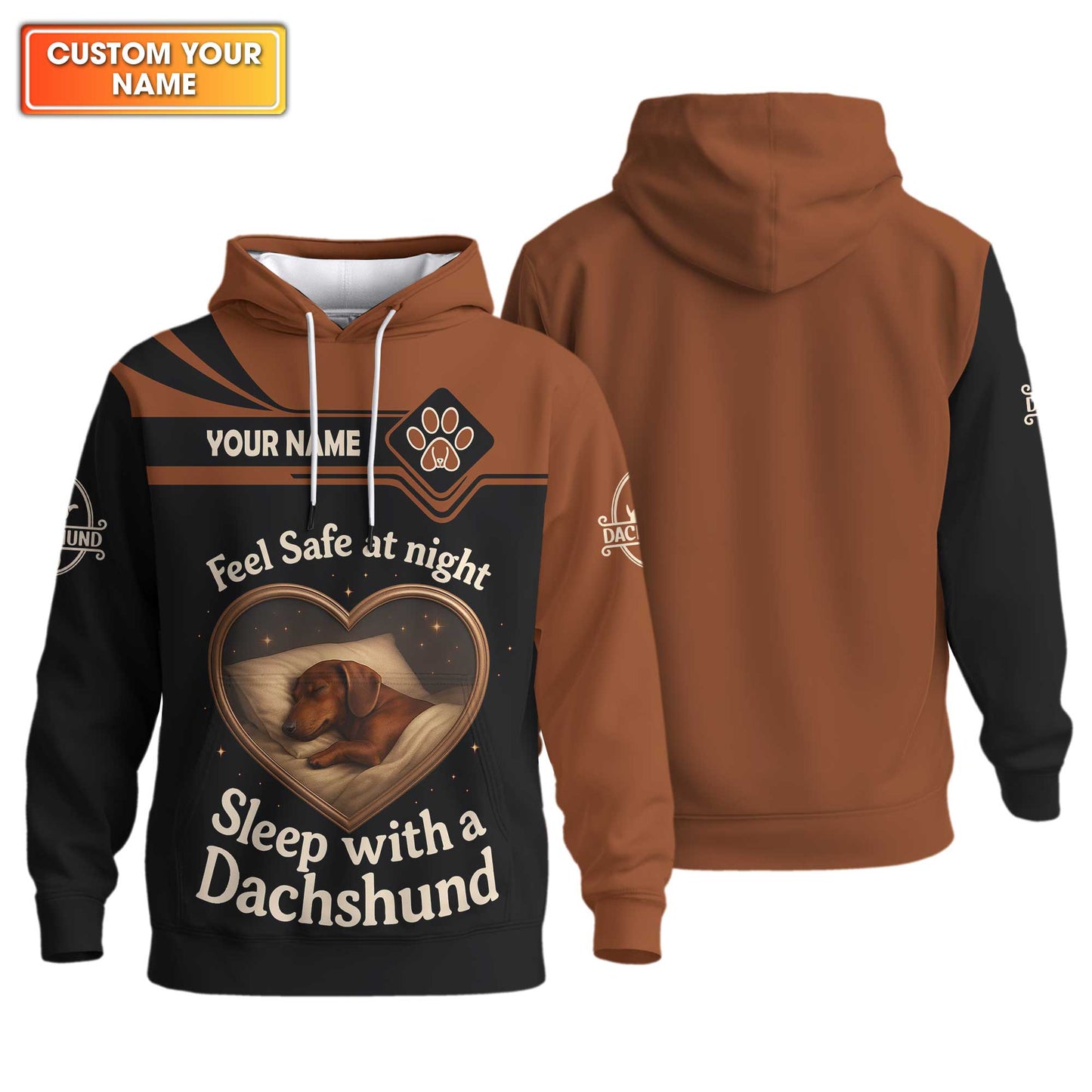 Dachshund T Shirt, Weenie Dog Shirts, Sleep With Dachshund Night Theme Custom Name Shirt