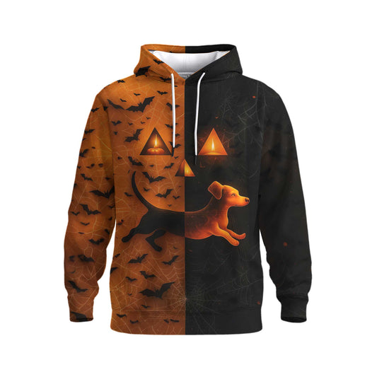 Split Orange & Black Spooky Halloween Dachshund Shirt, Dachshund Shirt, Weiner Dog T Shirt