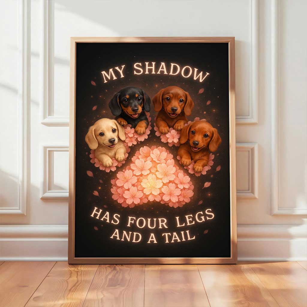 Dachshund “My Shadow Has Four Legs And A Tail” Canvas Wall Art, Cute Sausage Dog Lover Gift