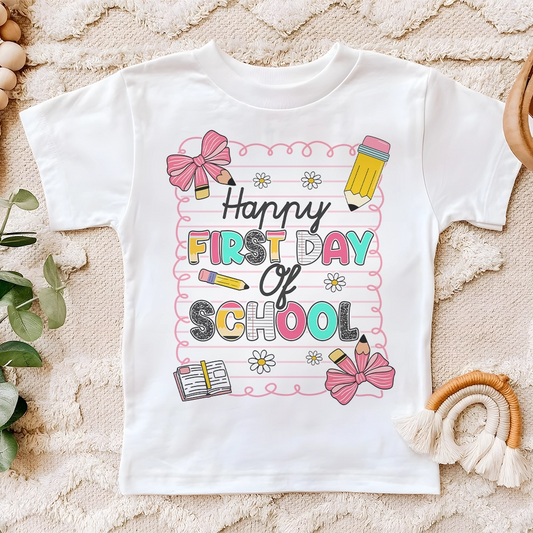 Happy First Day Of School - Custom Name Back To School - Personalized Toddler T-Shirt