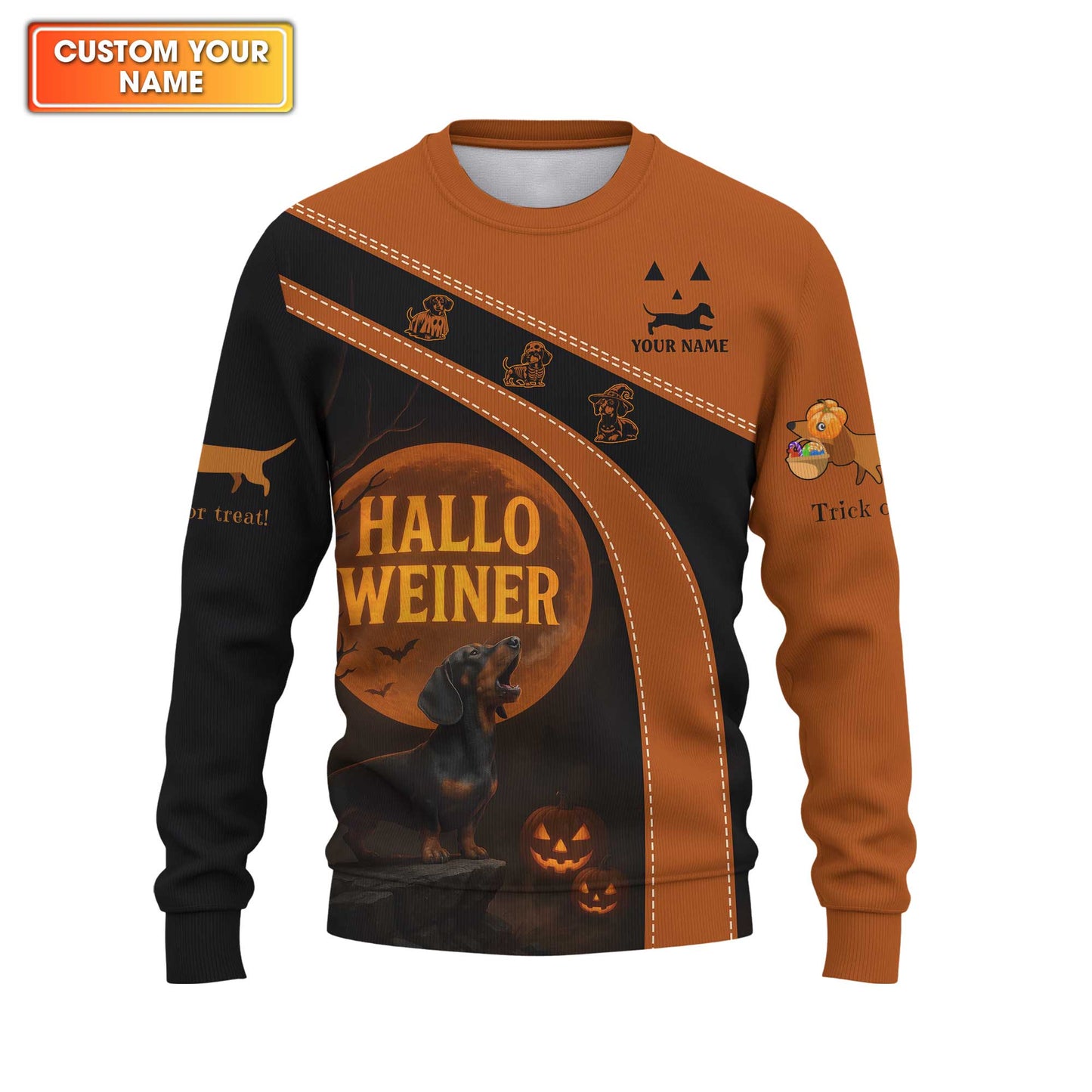 Hallo Weiner, Dachshund Shirt, Weiner Dog T Shirt, Halloween Custom Name Shirt