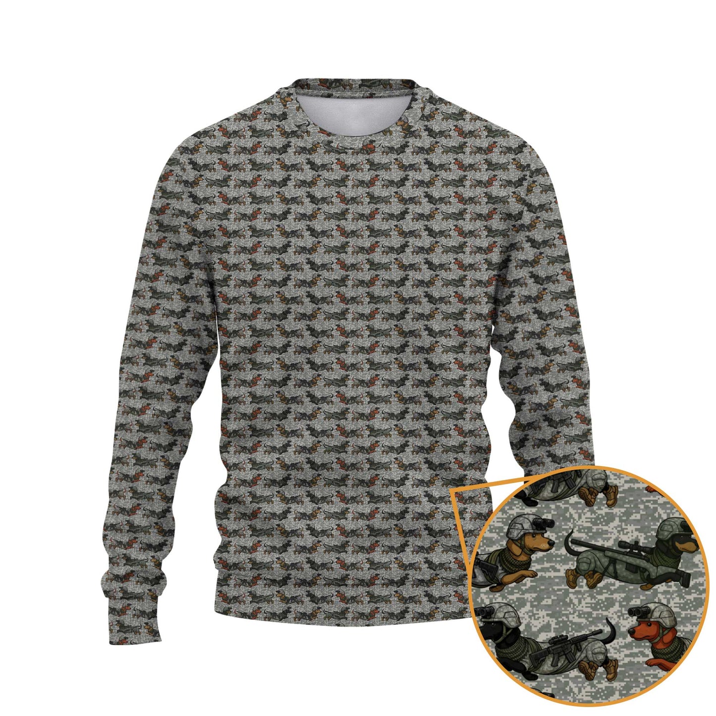Sausage Dog Camo All Over Tee, Pattern Polos For Dog Lover, Dachshund Shirt