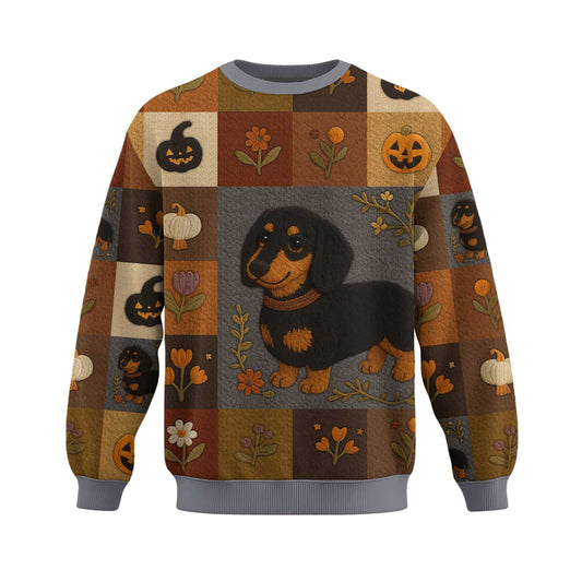Pattern Polos For Spooky Season, Dachshund Halloween Shirt, Dachshund T Shirt - Autumn Floral Pumpkin