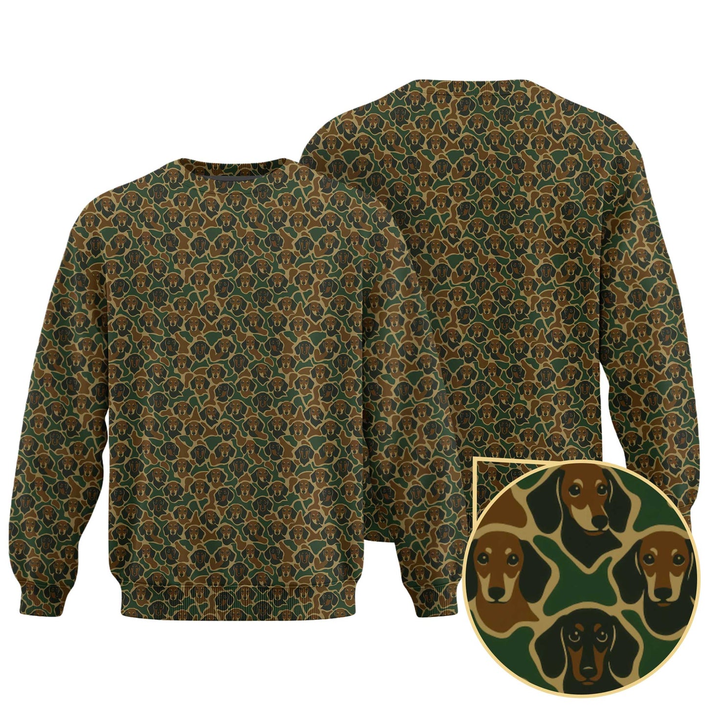 Camo Dachshund Pattern Polos , Weenie Dog Shirt, Dog Lover Gift