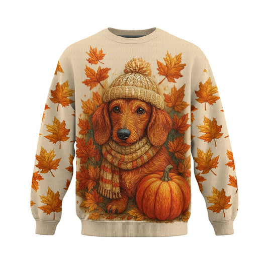Fall Pumpkin Season Autumn Leaves Tee, Dachshund Shirt, Weiner Dog T Shirt