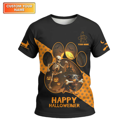 Happy Halloweiner, Dachshund Halloween Shirt, Wiener Dog T-Shirt, Custom Dog Lover Gift