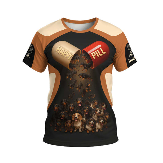 Happy Pill Weiner Dog T Shirt, Funny T Shirts For Dachshunds