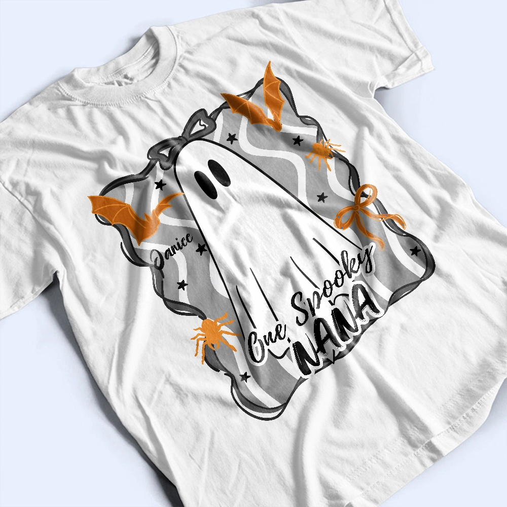 One Spooky Mama - Custom Ghost Coquette Bow Halloween - Personalized T-Shirt