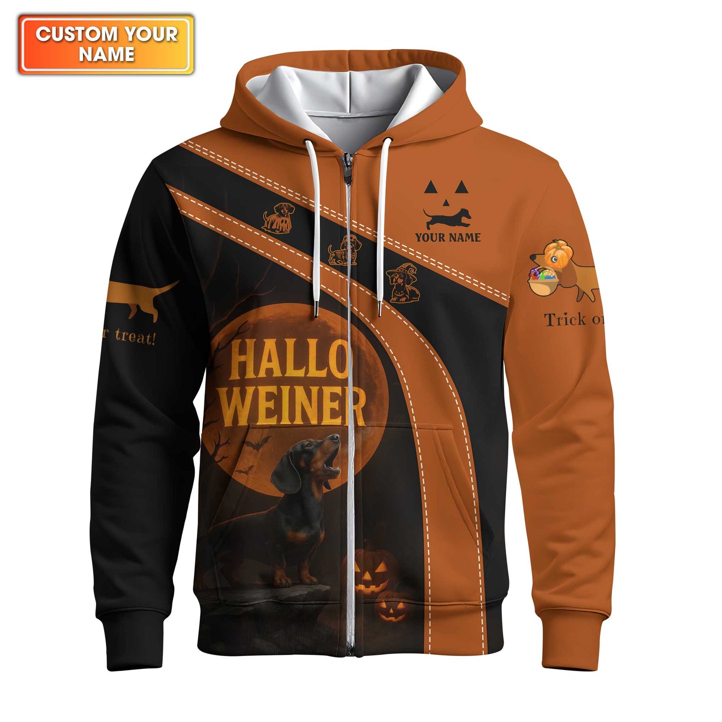 Hallo Weiner, Dachshund Shirt, Weiner Dog T Shirt, Halloween Custom Name Shirt