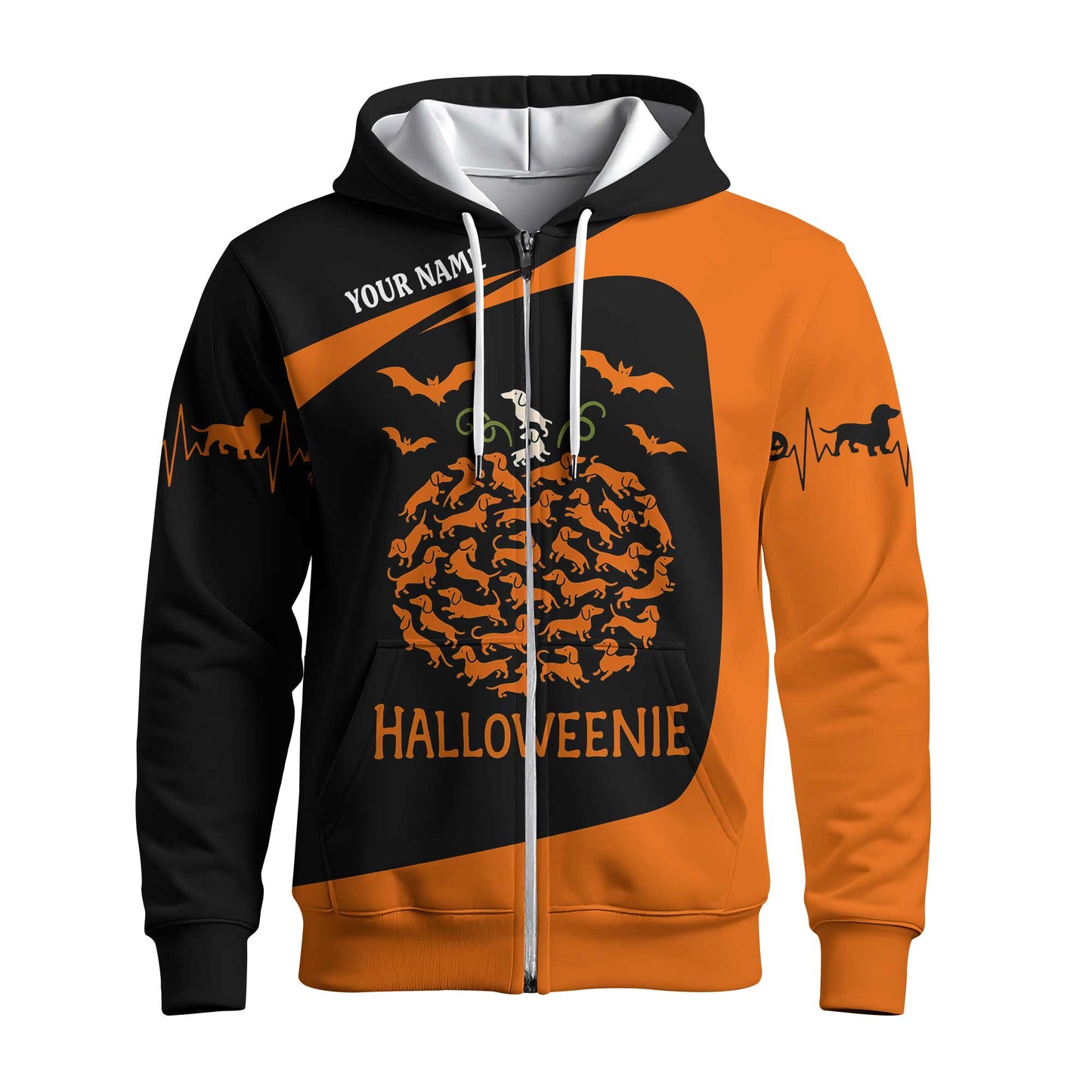 HalloWeenie - Dachshund Halloween Shirt, Weenie Dog Shirts, Pattern Polos For Spooky Season - Custom Name Shirt