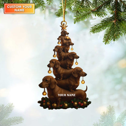 Personalized Dachshund Christmas Ornament, Dachshund Xmas Ornament With Custom Name, Wiener Dog Ornament For Pet Lover