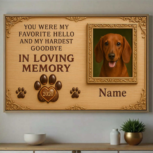 In Loving Memory Dachshund Wall Art, Pet Memorial Portrait, Personalized Remembrance Frame
