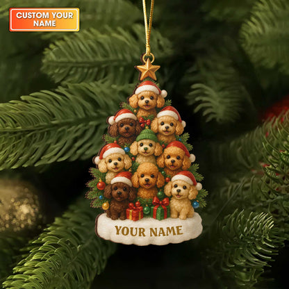 Christmas Ornament Poodle With Custom Name, Personalized Poodle Ornament, Cute Poodle Xmas Ornament, Poodle Christmas Decor