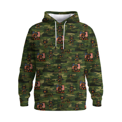 Military Camo Soldier Pattern Polo, Dachshund Shirt, Wiener Dog T Shirt
